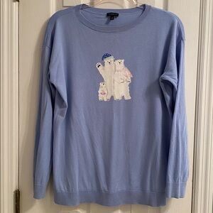 TALBOTS SIZE MEDIUM POLAR BEAR FAMILY COTTON BLEND SWEATER - Excellent Condition